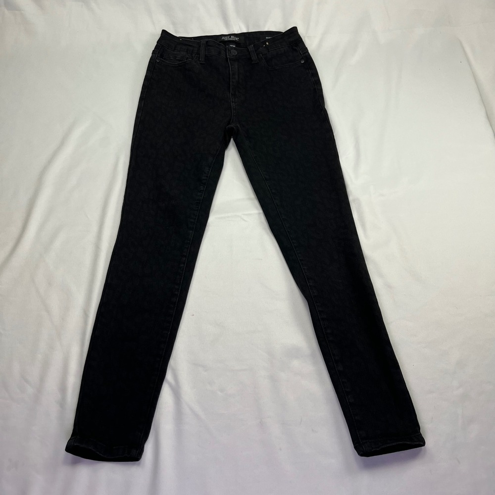 Judy Blue Skinny Jeans Black Leopard Jacquard Denim‎ High Rise 3/26 28 Inseam
